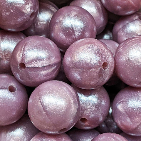 15mm Round Opal Silicone Beads ~ Pearl Purple