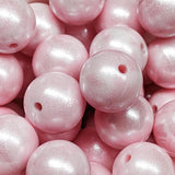 15mm Round Opal Silicone Beads ~ Marble Pink