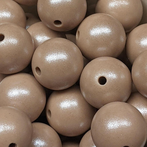 15mm Round Opal Silicone Beads ~ Tan