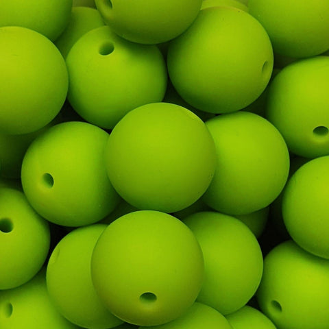 15mm Round Silicone Beads ~ Chartreuse