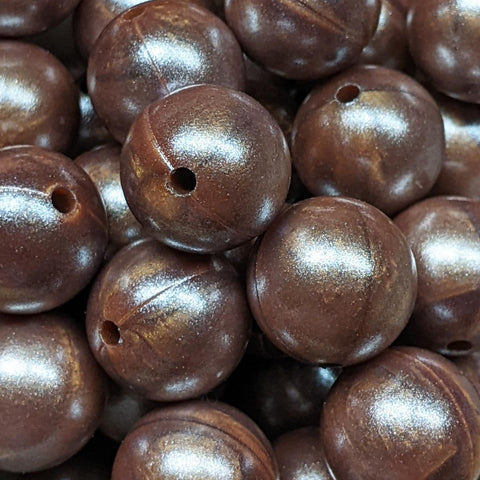 15mm Round Opal Silicone Beads ~ Metallic Copper