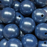 15mm Round Opal Silicone Beads ~ Denim Blue