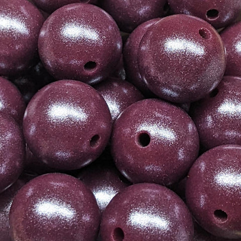 15mm Round Opal Silicone Beads ~ Burgundy