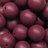 15mm Round Silicone Beads ~ Burgundy