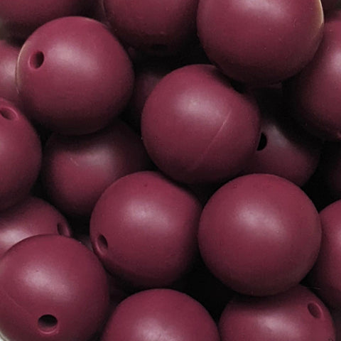 15mm Round Silicone Beads ~ Burgundy