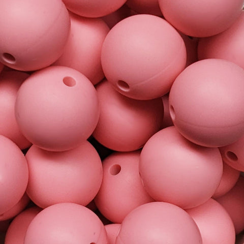 15mm Round Silicone Beads ~ Vintage Pink