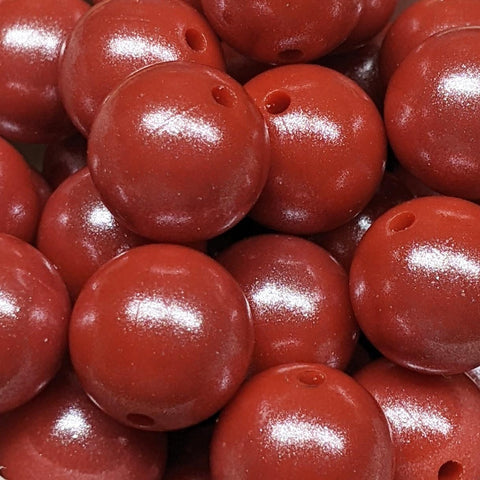 15mm Round Opal Silicone Beads ~ Chili Red