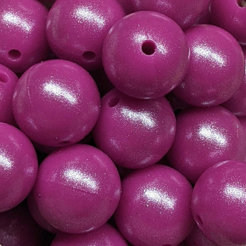 15mm Round Opal Silicone Beads ~ Fuchsia