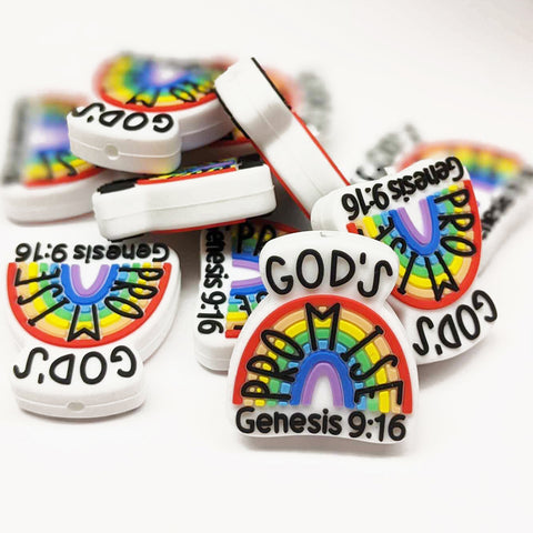 God's Promises Rainbow Silicone Focal Bead
