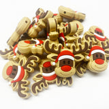 Reindeer w/Santa Hat Silicone Focal Bead