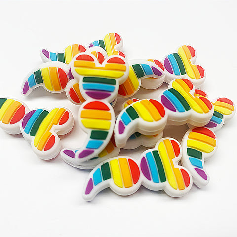 Rainbow Semi-colon Mouse Silicone Focal Bead