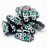 Cow Print Tumbler w/Bow Silicone Focal Bead