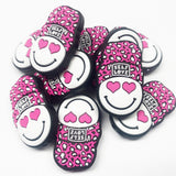 Self Love Smile'y w/Heart Eyes and Animal Print Beanie Silicone Focal Bead ~ 3 Colors
