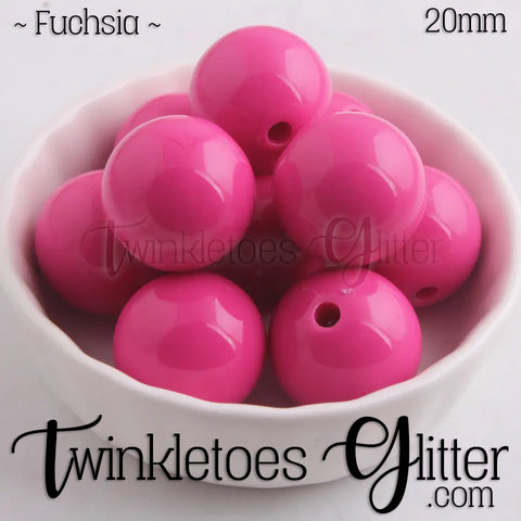 20mm Solid Acrylic Beads ~ Fuchsia