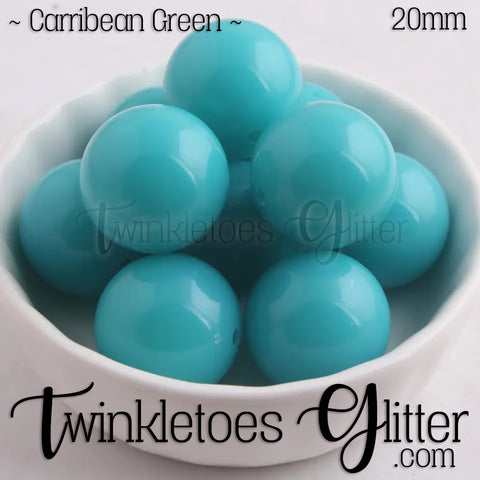 20mm Solid Acrylic Beads ~ Carribean Green