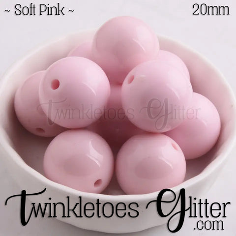 20mm Solid Acrylic Beads ~ Soft Pink