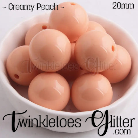 20mm Solid Acrylic Beads ~ Creamy Peach