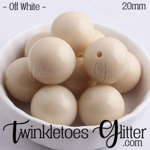 20mm Solid Acrylic Beads ~ Off White