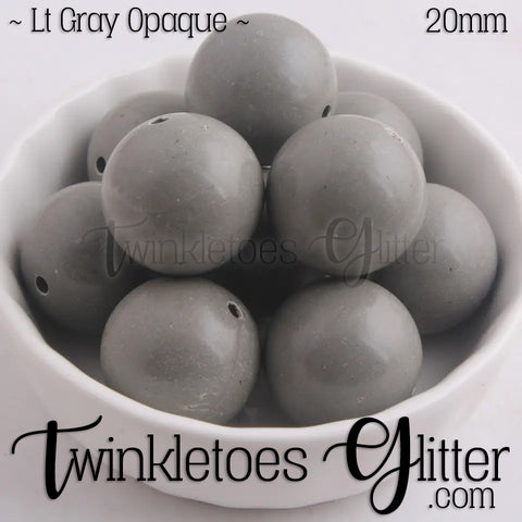20mm Solid Acrylic Beads ~ Lt Gray Opaque