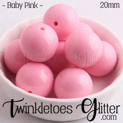 20mm Solid Acrylic Beads ~ Baby Pink