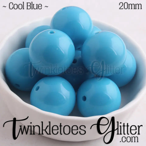 20mm Solid Acrylic Beads ~ Cool Blue