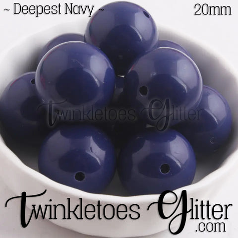20mm Solid Acrylic Beads ~ Deepest Navy