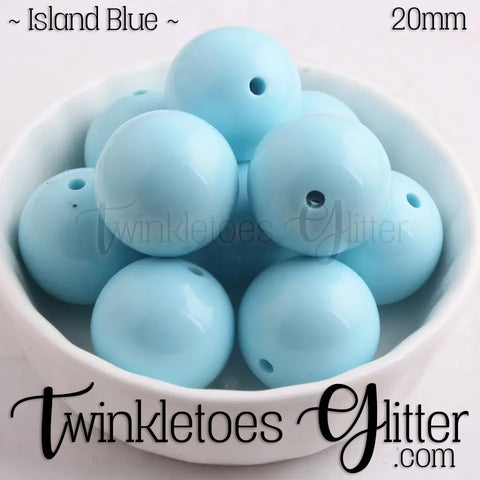 20mm Solid Acrylic Beads ~ Island Blue