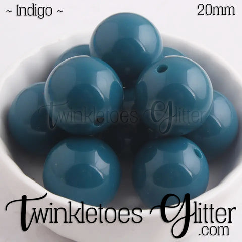 20mm Solid Acrylic Beads ~ Indigo