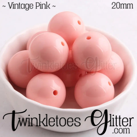 20mm Solid Acrylic Beads ~ Vintage Pink