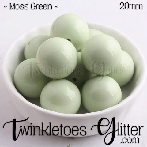 20mm Solid Acrylic Beads ~ Moss Green