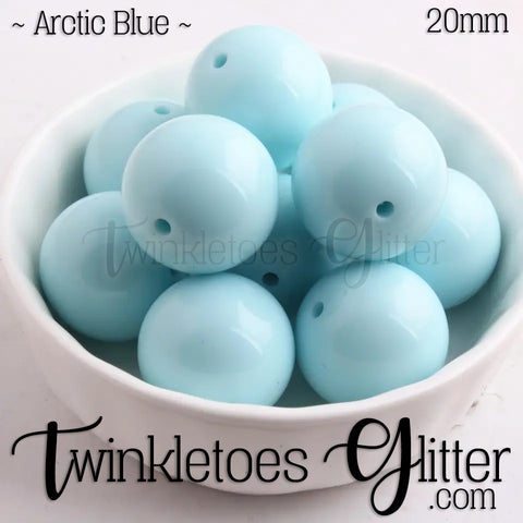 20mm Solid Acrylic Beads ~ Arctic Blue