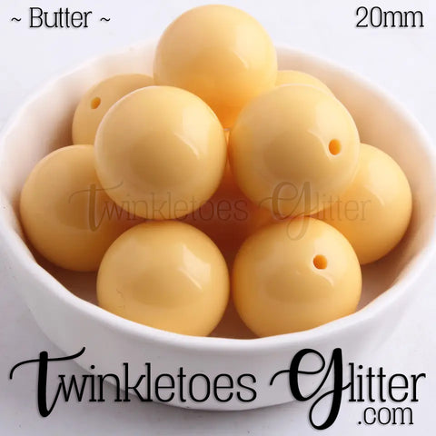 20mm Solid Acrylic Beads ~ Butter