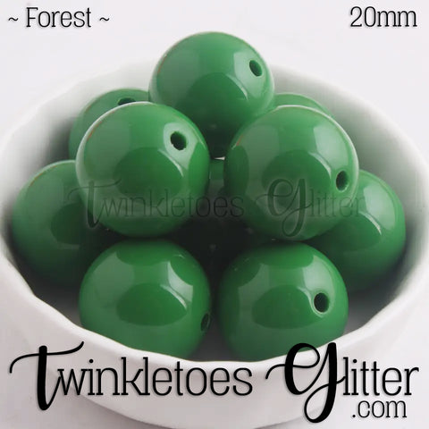 20mm Solid Acrylic Beads ~ Forest Green
