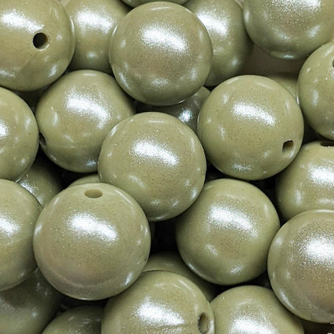 15mm Round Opal Silicone Beads ~ Sage