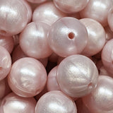 15mm Round Opal Silicone Beads ~ Pearl Baby Pink