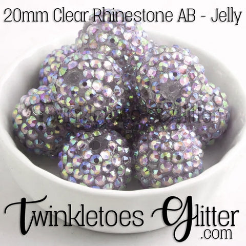 Bubblegum 20mm Bead Mix ~ AB Clear Rhinestone - Jelly