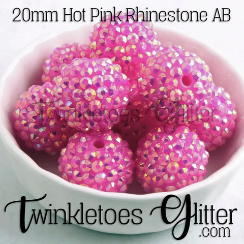 Bubblegum 20mm Bead Mix ~ AB Hot Pink Rhinestone