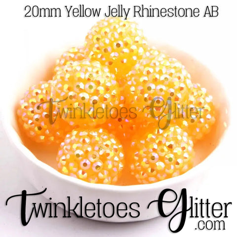 Bubblegum 20mm Bead Mix ~ AB Jelly Yellow Rhinestone