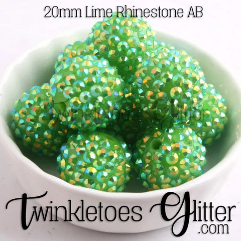 Bubblegum 20mm Bead Mix ~ AB Lime Green Rhinestone