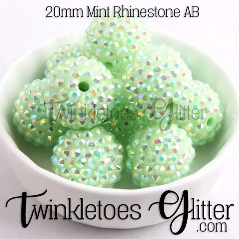 Bubblegum 20mm Bead Mix ~ AB Mint Green Rhinestone