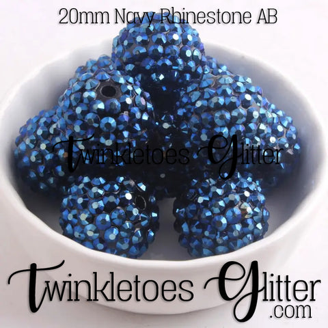 Bubblegum 20mm Bead Mix ~ AB Navy Rhinestone