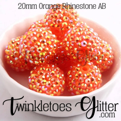 Bubblegum 20mm Bead Mix ~ AB Orange Rhinestone