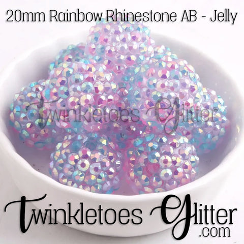 Bubblegum 20mm Bead Mix ~ AB Rainbow Rhinestone - Jelly