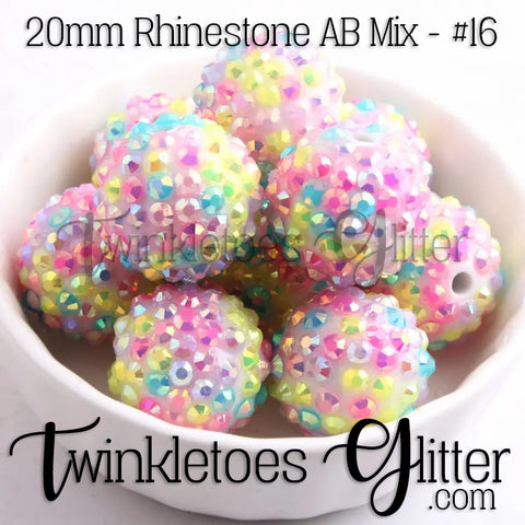 Bubblegum 20mm Bead Mix ~ AB Rhinestone Bead Mix #16