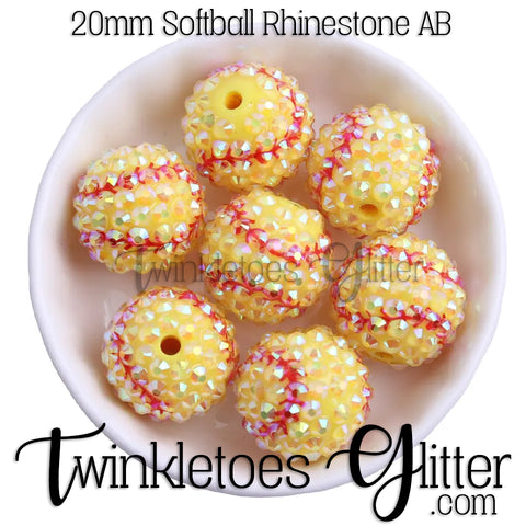 Bubblegum 20mm Bead Mix ~ AB Softball Rhinestone