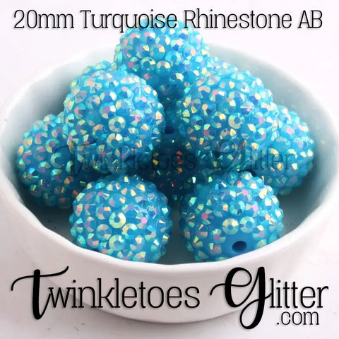 Bubblegum 20mm Bead Mix ~ AB Turquoise Rhinestone