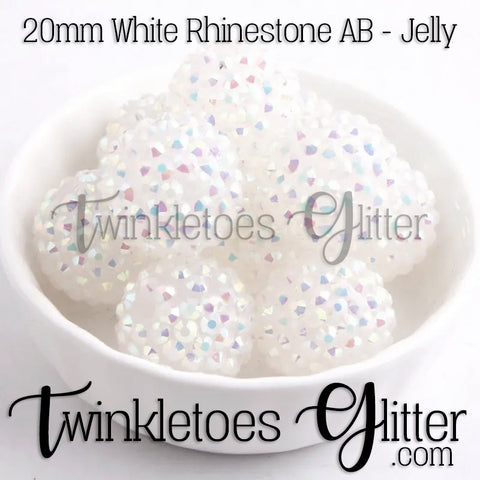 Bubblegum 20mm Bead Mix ~ AB White Rhinestone - Jelly