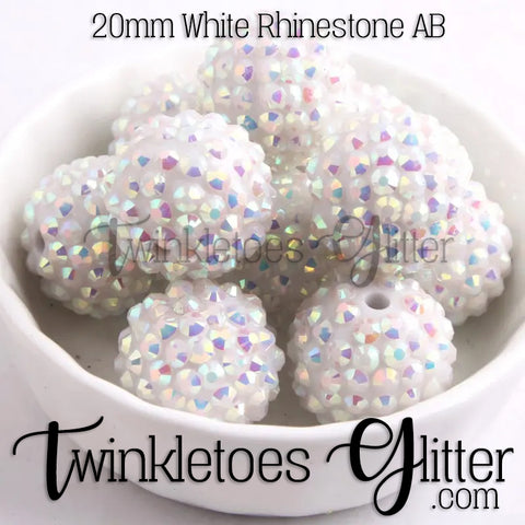 Bubblegum 20mm Bead Mix ~ AB White Rhinestone