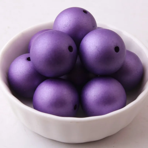 20mm Acrylic Bubblegum Beads ~ Matte Amethyst Pearls