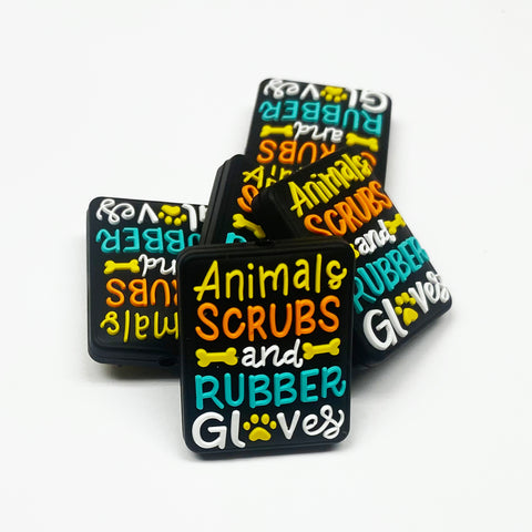 Animal Scrubs and Rubber Gloves Silicone Focal Bead